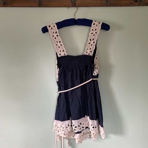 Anthropologie Odille tank top, navy blue w white eyelet lace, size small (2) - Picture 3 of 7
